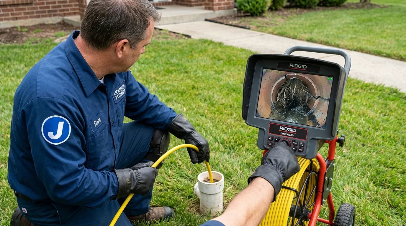 Sewer camera inspection being performed by Johns Plumbing LLC in Becker
